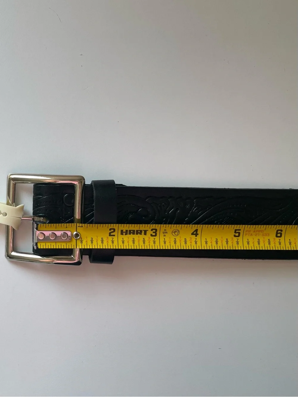 NWT Brushy Creek Leather Belt - Black Tooled Western Floral USA Made - Size 28